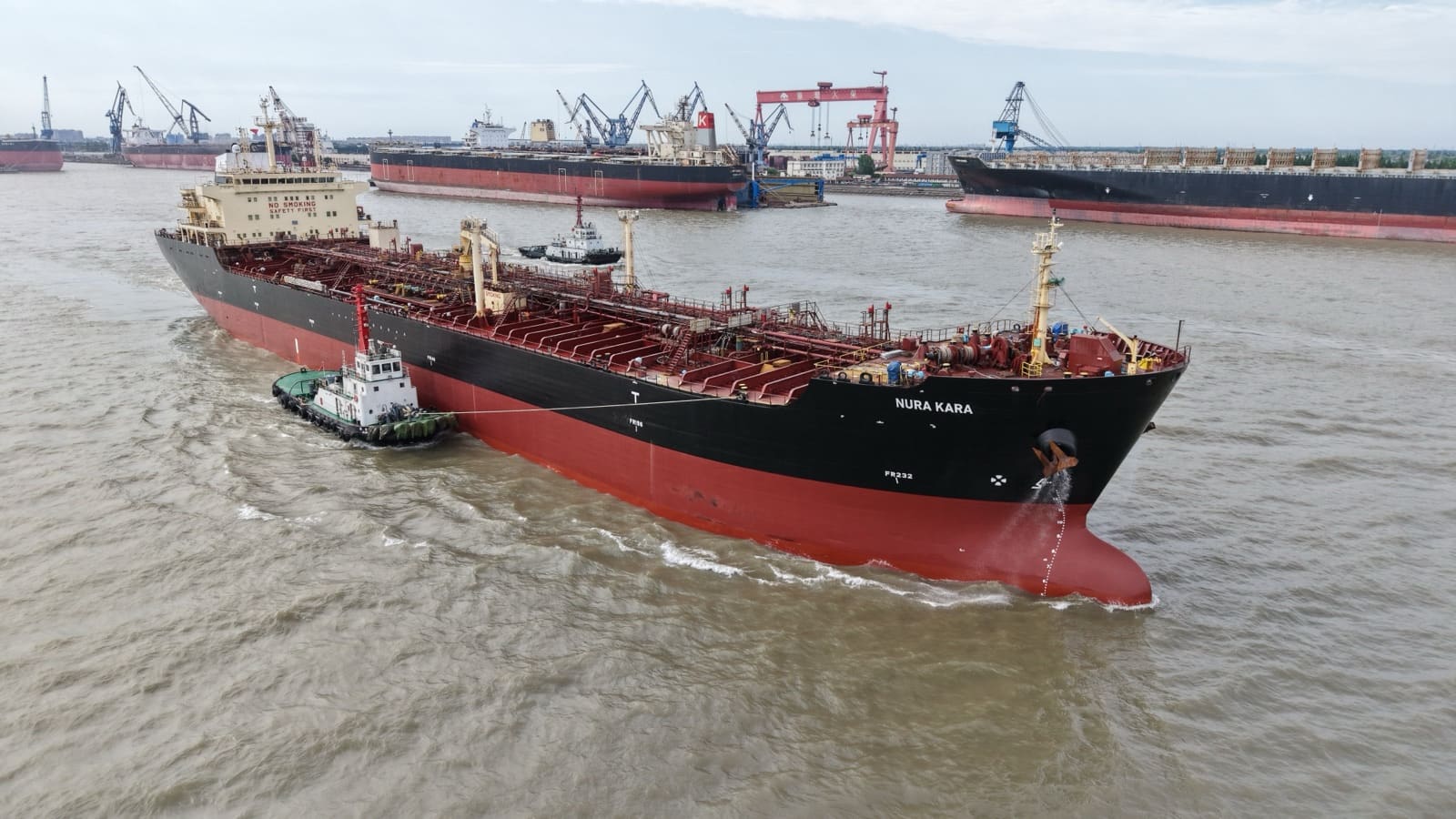 NURA Kara, a NURA-owned tanker under tug escort